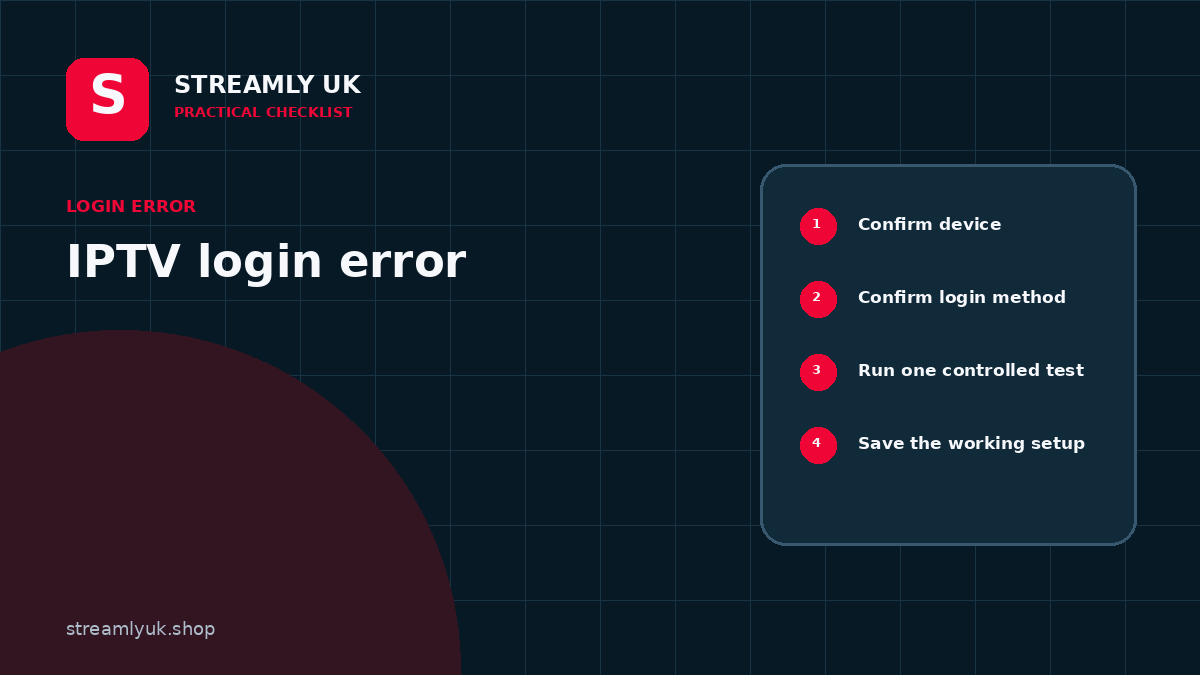 IPTV login error setup checklist diagram