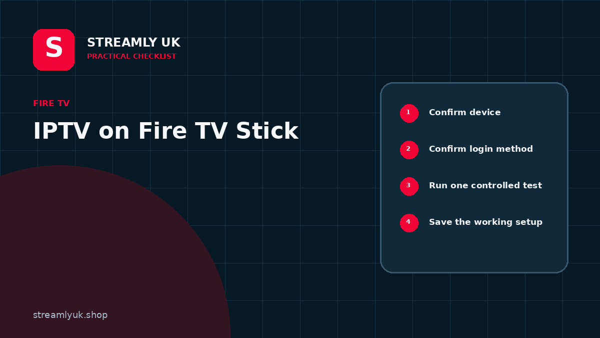 IPTV on Fire TV Stick setup checklist diagram