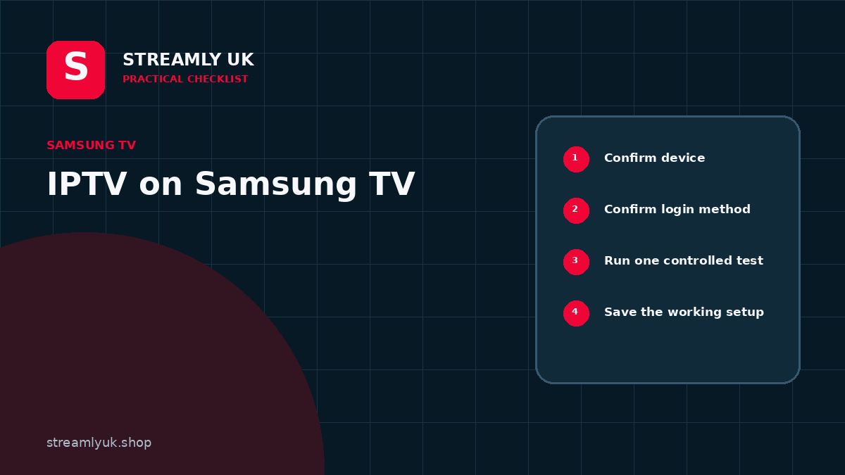 IPTV on Samsung TV setup checklist diagram