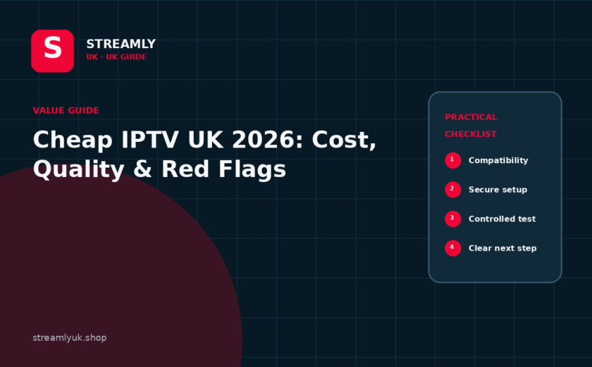 cheap IPTV UK guide illustration for Streamly UK