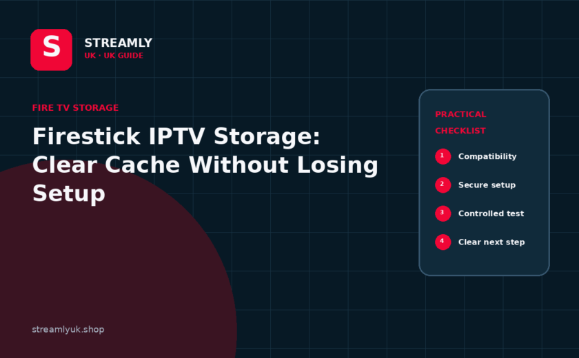 Firestick IPTV storage guide illustration for Streamly UK