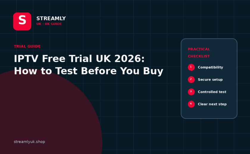 Streamly UK guide thumbnail: IPTV Free Trial UK 2026: How to Test Before You Buy