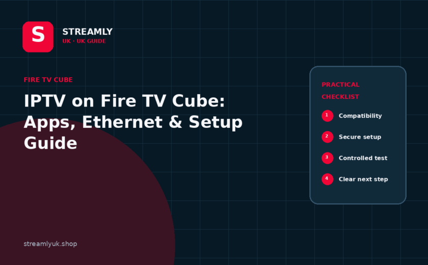 IPTV on Fire TV Cube guide illustration for Streamly UK