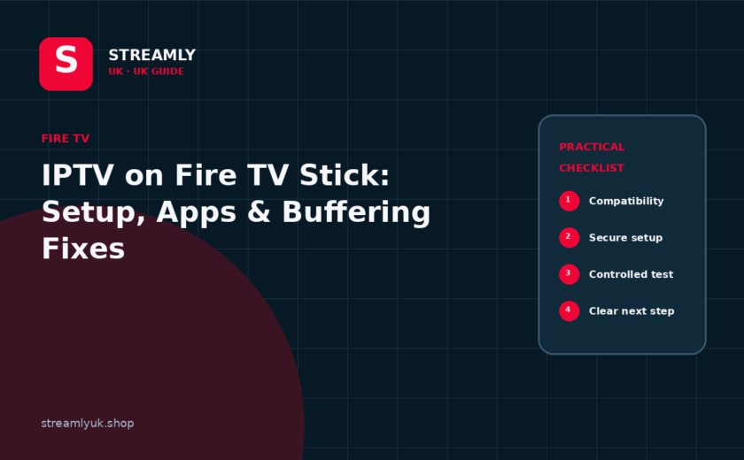 Streamly UK guide thumbnail: IPTV on Fire TV Stick: Setup, Apps & Buffering Fixes